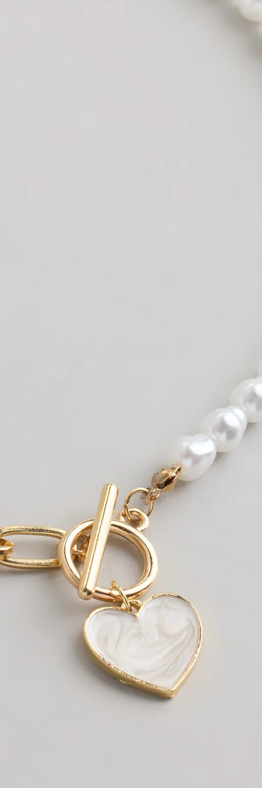 Trendy Charm Pearl Paperclip Chain Necklace