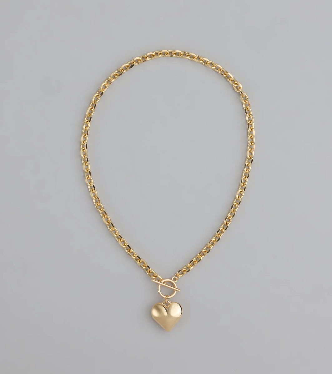 Silky Thread Heart Charm Necklace