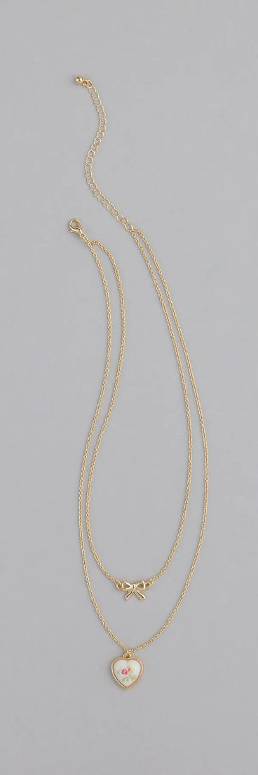 From The Heart Bow Layered Necklace