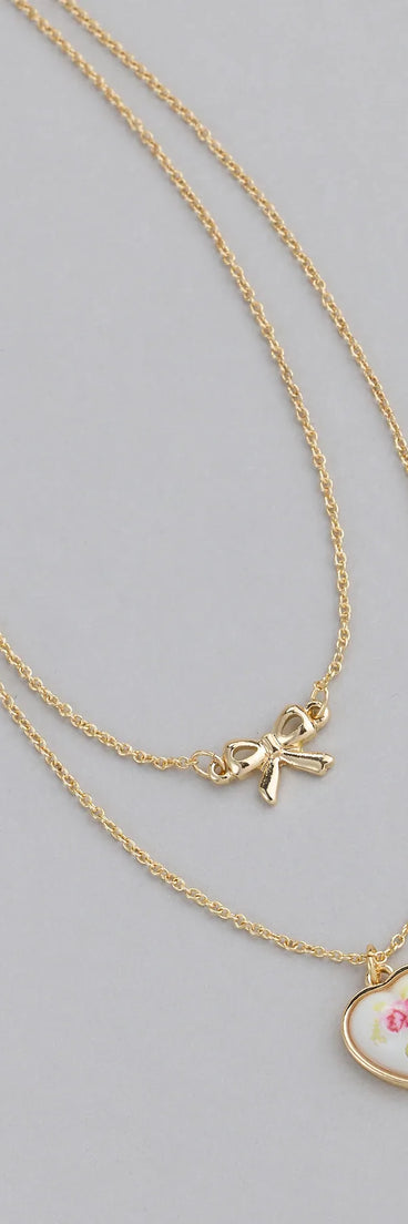 From The Heart Bow Layered Necklace