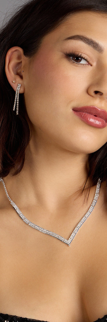 Shine Bright Rhinestone Necklace and Earrings Set