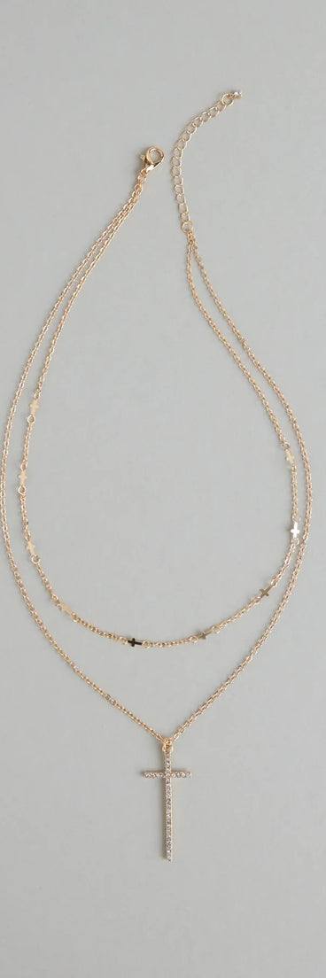 Glam Energy Layered Cross Chain Necklace
