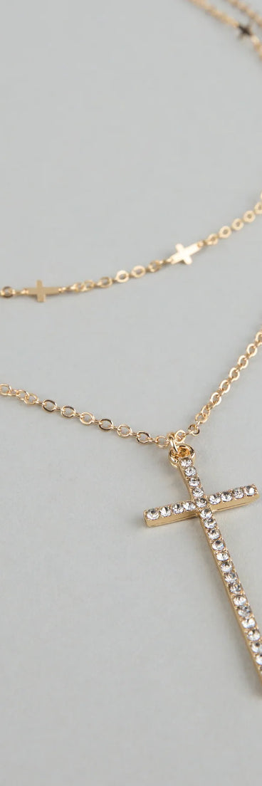Glam Energy Layered Cross Chain Necklace