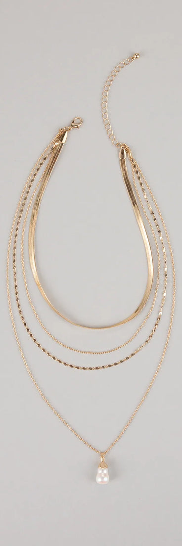 Layered Up Pearl Charm Chain Necklace