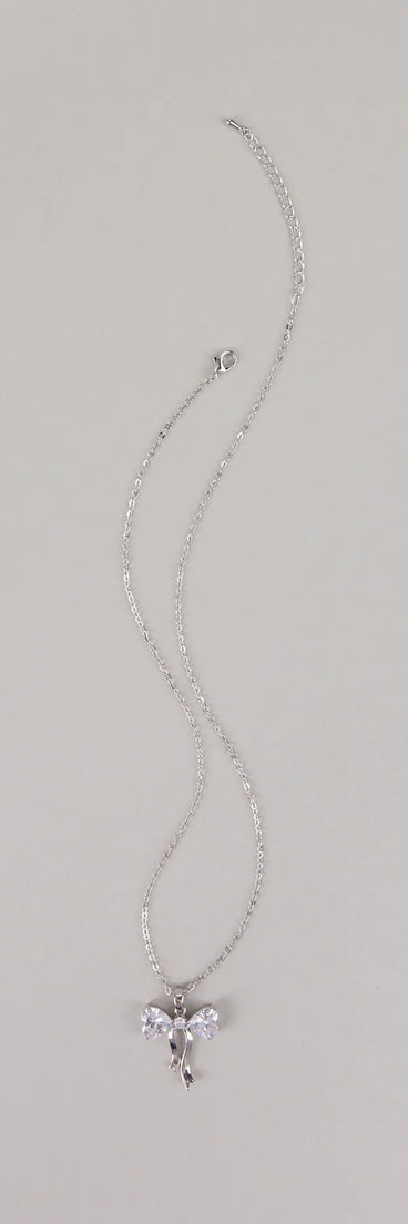 Pretty And Polished Cubic Zirconia Bow Necklace