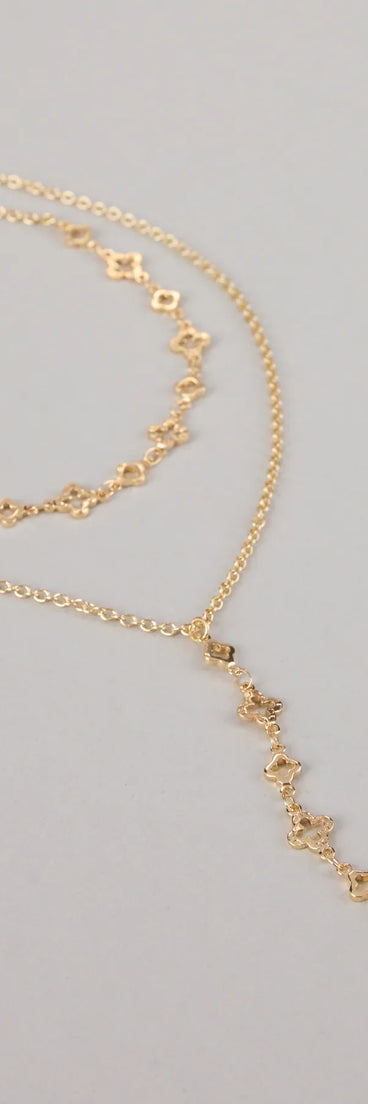 Charmed I'm Sure Clover Chain Lariat Necklace