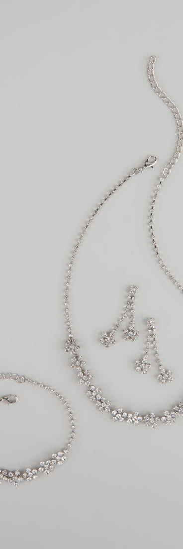 Shine Bloom Rhinestone Floral Jewelry Set