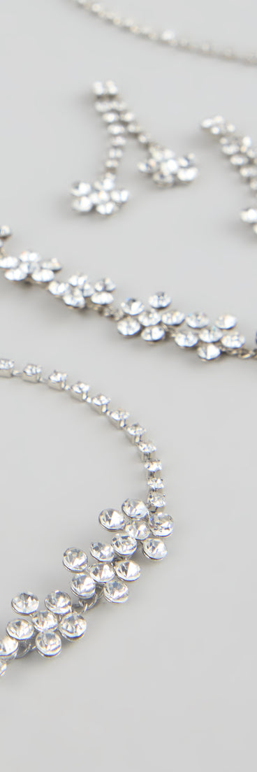 Shine Bloom Rhinestone Floral Jewelry Set