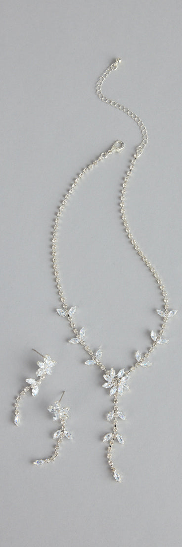 Starlet Bloom Rhinestone Necklace And Earrings Set