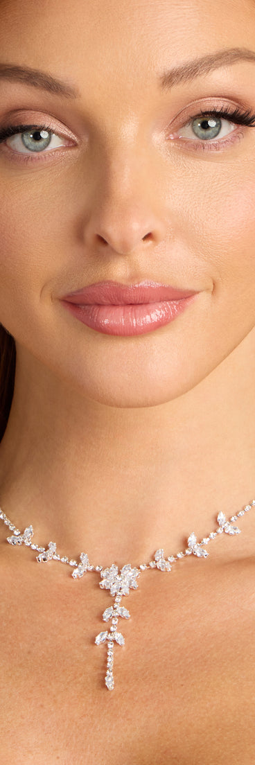 Starlet Bloom Rhinestone Necklace And Earrings Set