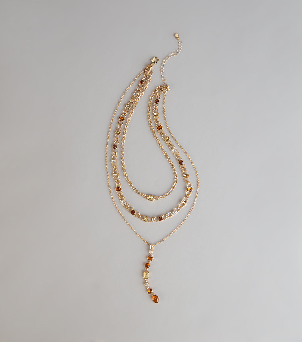 アクセサリー justa Stacked And Stunning Stone Lariat Necklace | Windsor