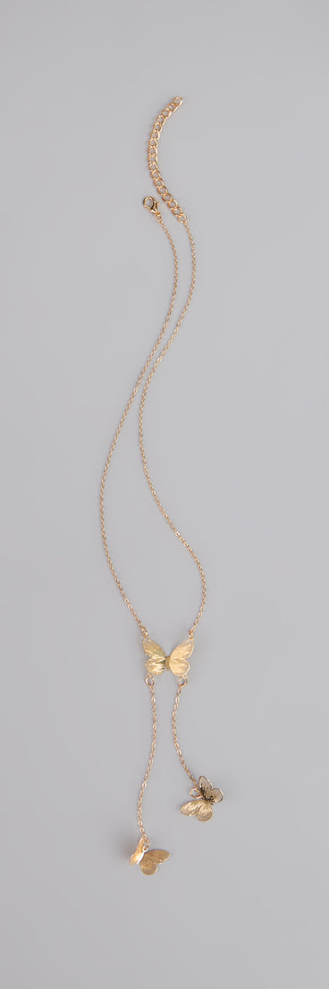 Soft Statement Butterfly Lariat Necklace