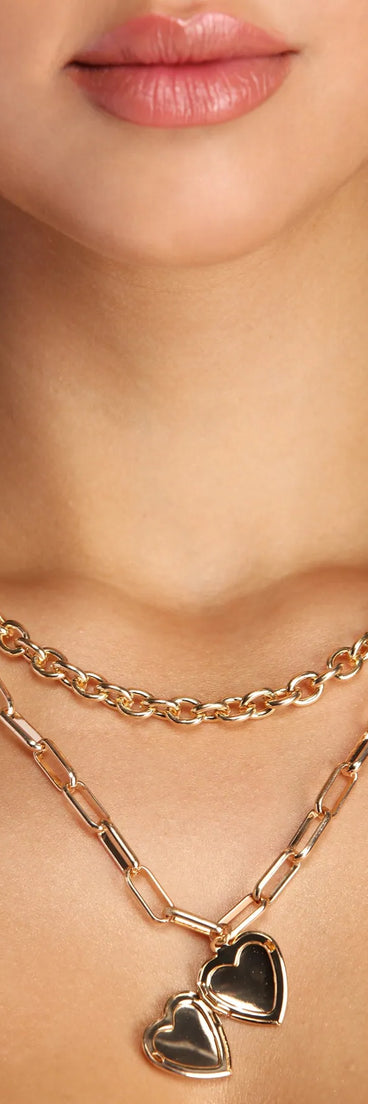 Heart Locket Necklace Set