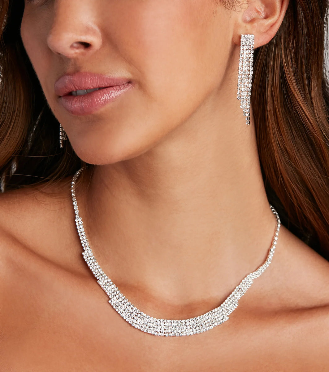 Luxe Glam Rhinestone Necklace Set | Windsor