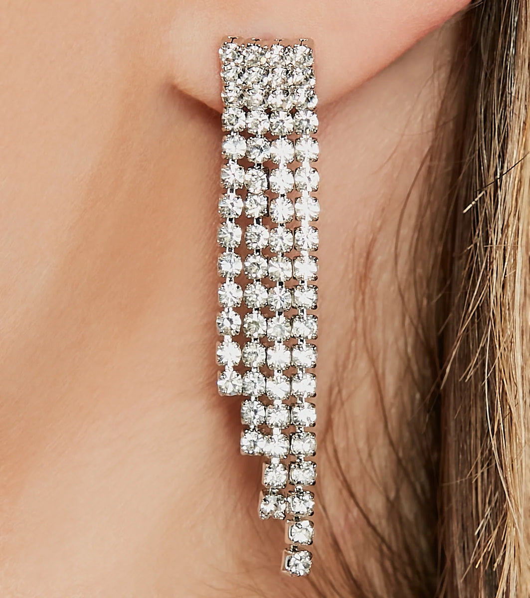 Dazzling Rhinestone Fringe Necklace And Earrings Set | Windsor