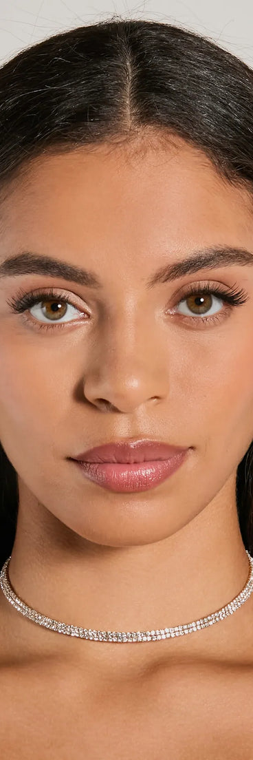 Luxurious Rhinestone Choker Necklace And Earrings Set