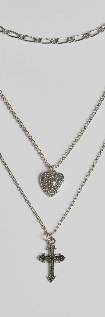 Cross My Heart Layered Necklace