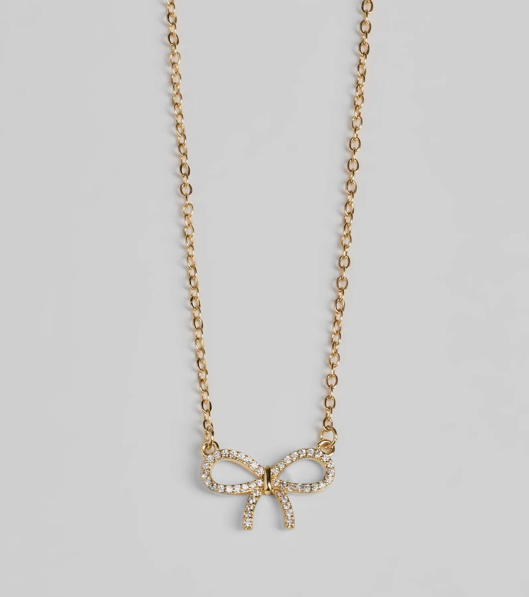 Darling Rhinestone Bow Necklace | Windsor