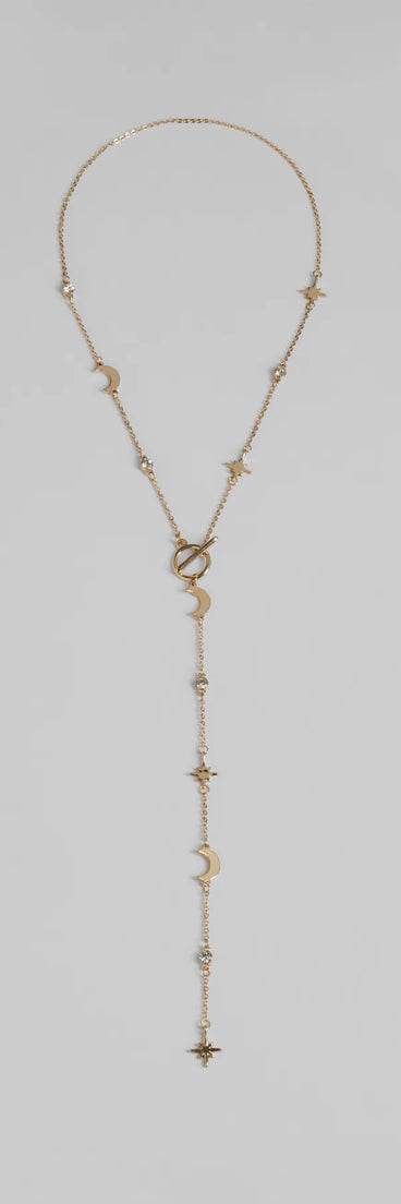 Dreamy Sparkle Celestial Charm Lariat Necklace