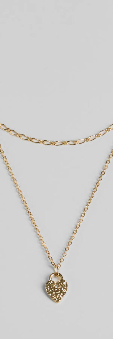 Key To My Heart Locket Layered Chain Necklace Set
