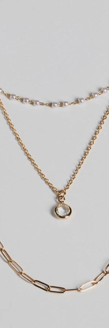 Casual-Chic Pearl Chain Layered Necklace Set