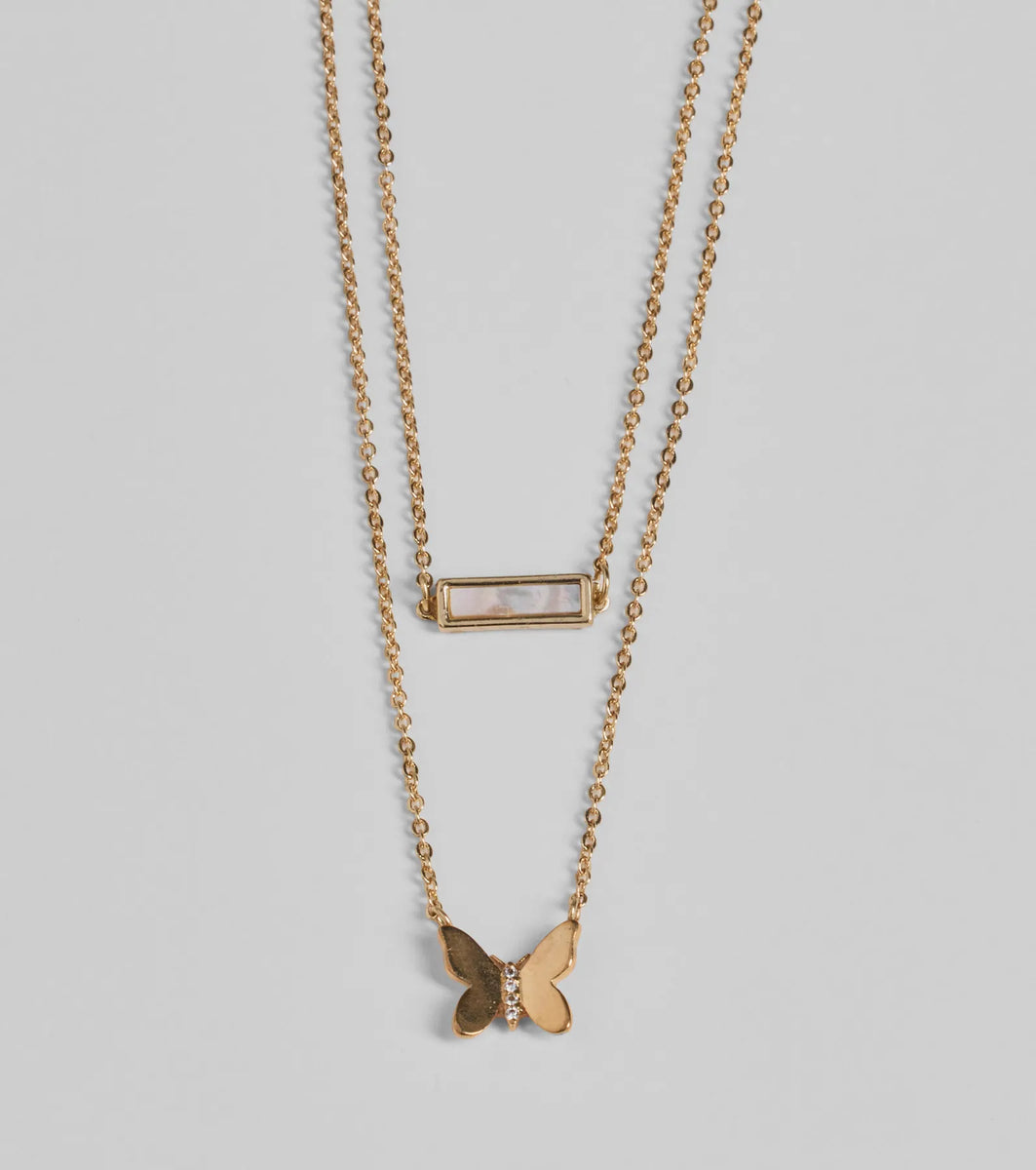 Dainty Sparkle Cubic Zirconia Layered Charm Necklace | Windsor