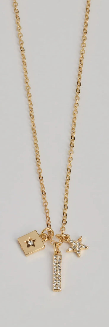 Glam Wish Rhinestone Celestial Charm Necklace