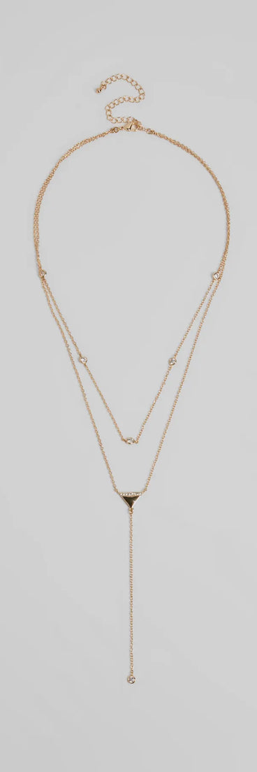 Highly Favored Triangle Rhinestone Lariat Necklace