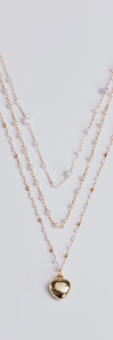 All My Heart Faux Pearl Lariat Pendant Necklace Set