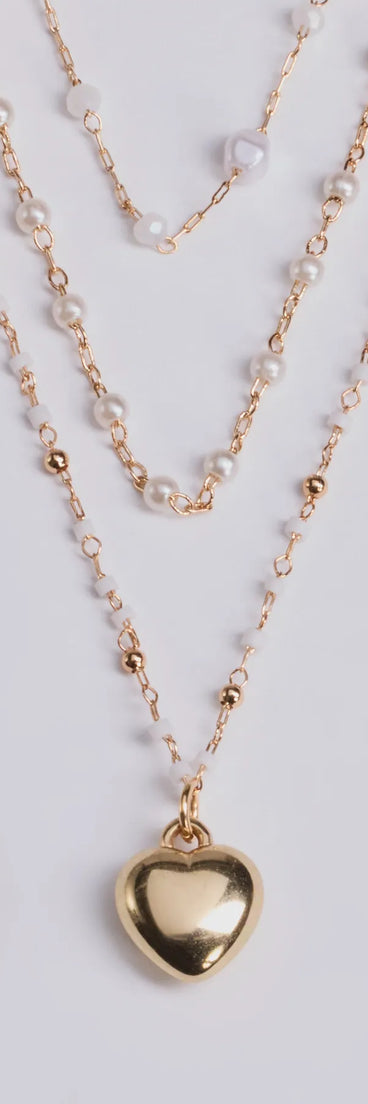All My Heart Faux Pearl Lariat Pendant Necklace Set
