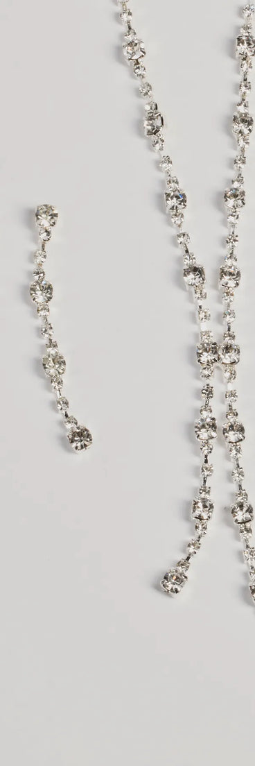 Glam Shine Rhinestone Lariat Necklace Set