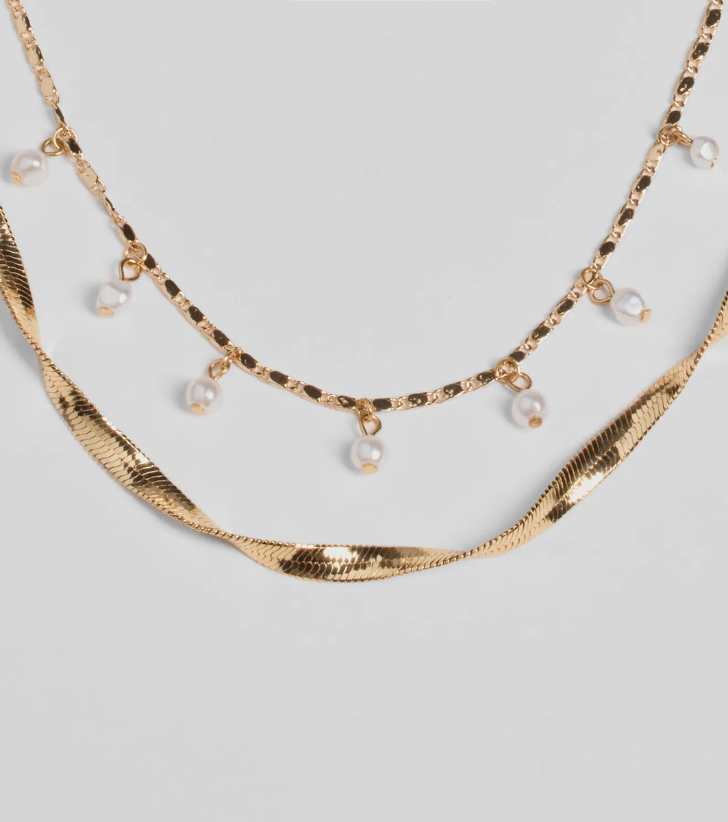 Dazzling Glam Layered Metal Necklace | Windsor