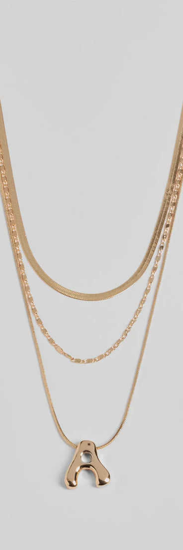 A Initial Layered Bubble Necklace