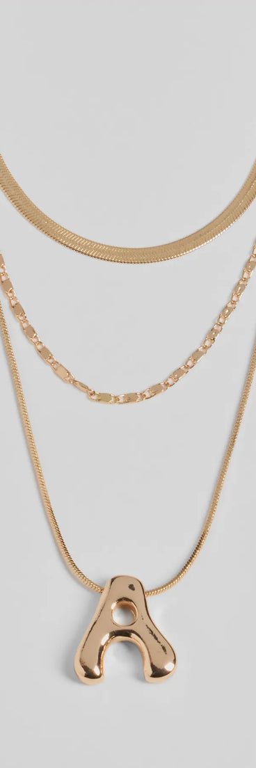 A Initial Layered Bubble Necklace