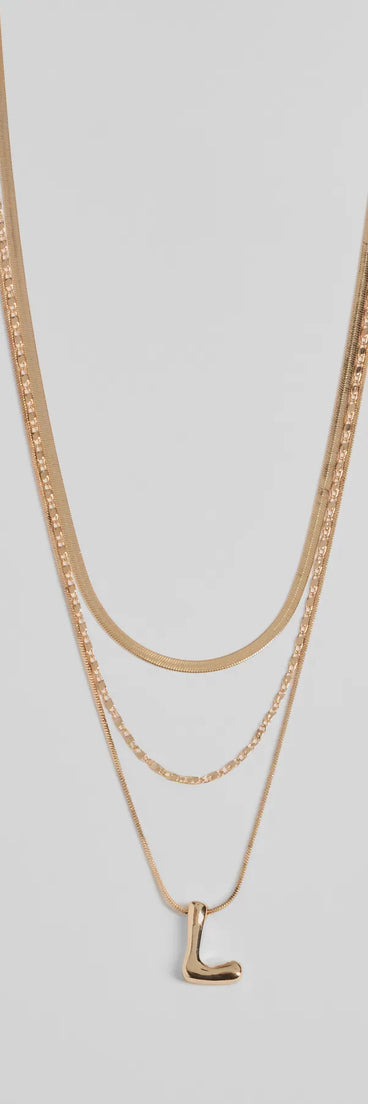 L Initial Layered Bubble Necklace