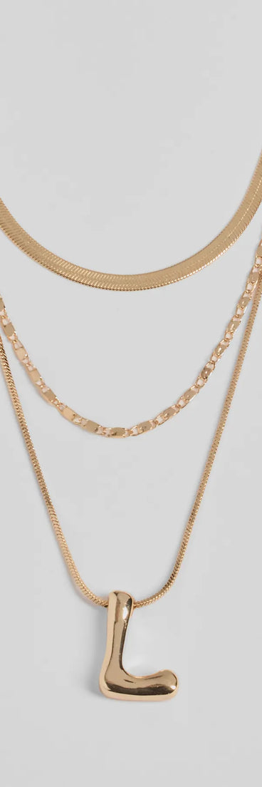 L Initial Layered Bubble Necklace