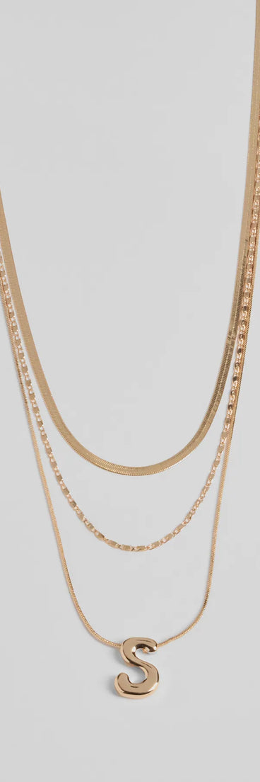 S Initial Layered Bubble Necklace