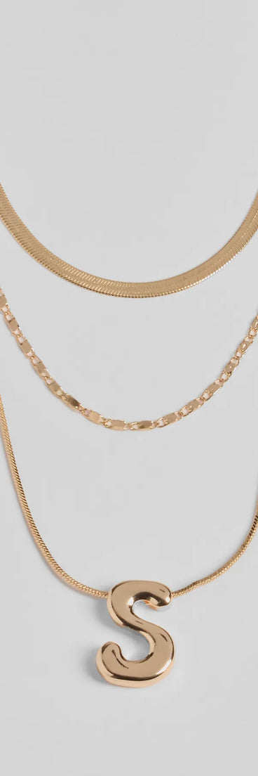 S Initial Layered Bubble Necklace