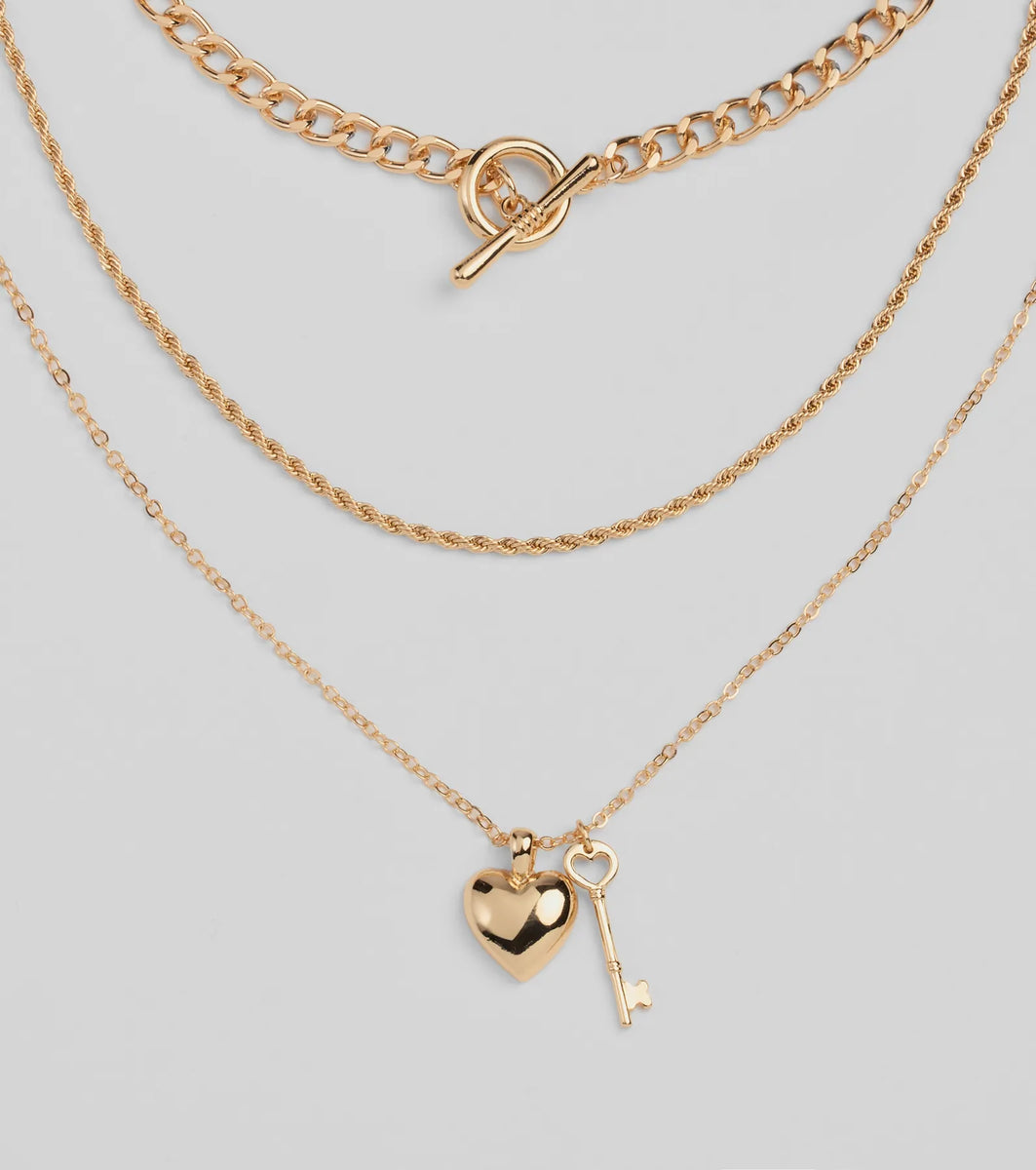 Endless Love Heart Charm Three-Pack Necklace | Windsor