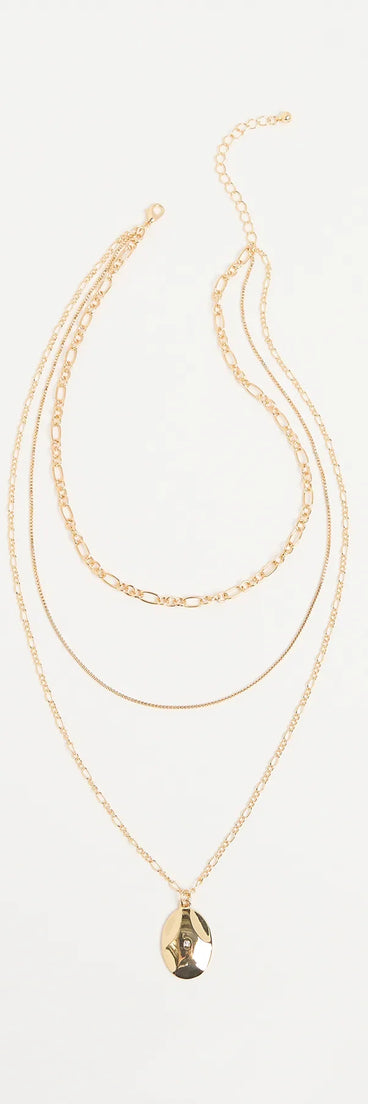 Get inspired with the Charmed Trio Layered Pendant Necklace, a feed-worthy gold piece that’s part of Windsor's updated and curated women’s clothing edit packed with must-have fall outfit ideas.