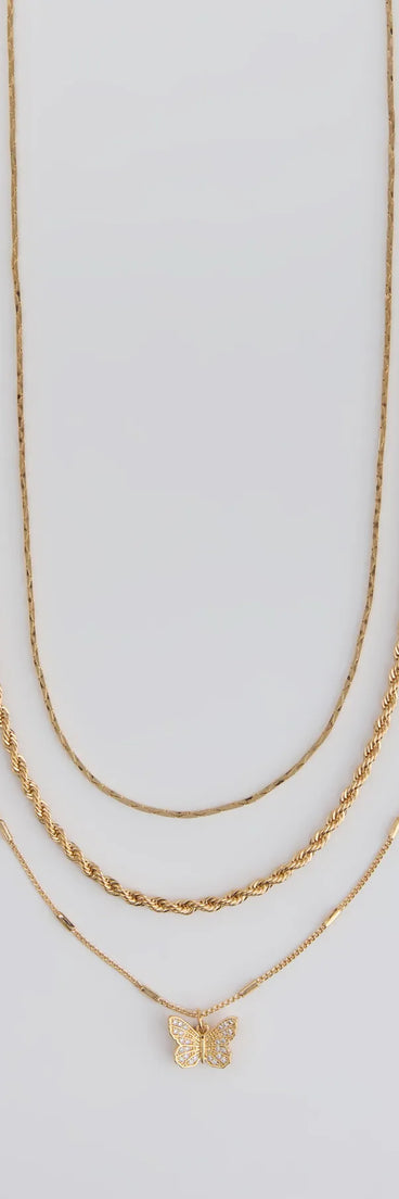 Get inspired with the Wishing To Fly Butterfly Layered Necklace, a feed-worthy gold piece that’s part of Windsor's updated and curated women’s clothing edit packed with must-have fall outfit ideas.