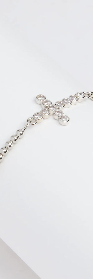 Chic Cubic Zirconia Cross Beaded Bracelet