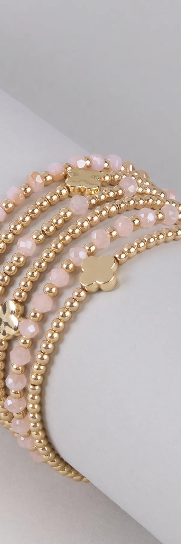 Lucky You Clover Beaded Bracelet Set