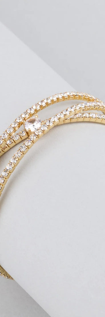 Luxe Invitation Rhinestone Criss Cross Bracelet