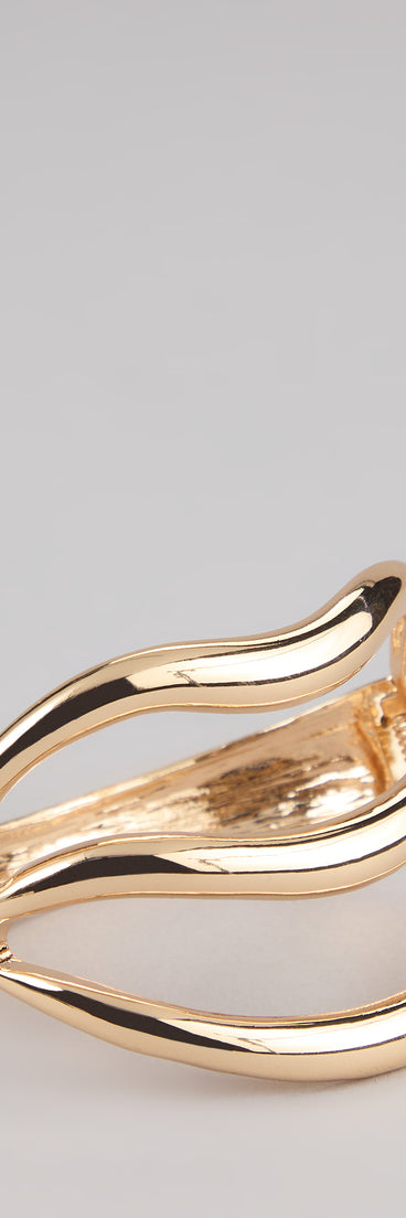 Golden Wave Statement Cuff Bracelet