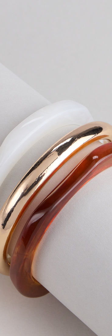 Stacked Up Three-Piece Bangle Bracelet Set