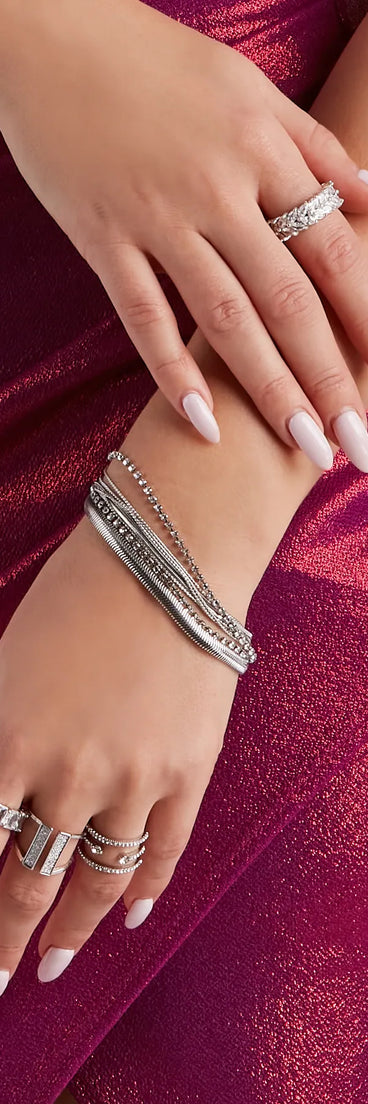 Glam Details Rhinestone Chain Bracelet