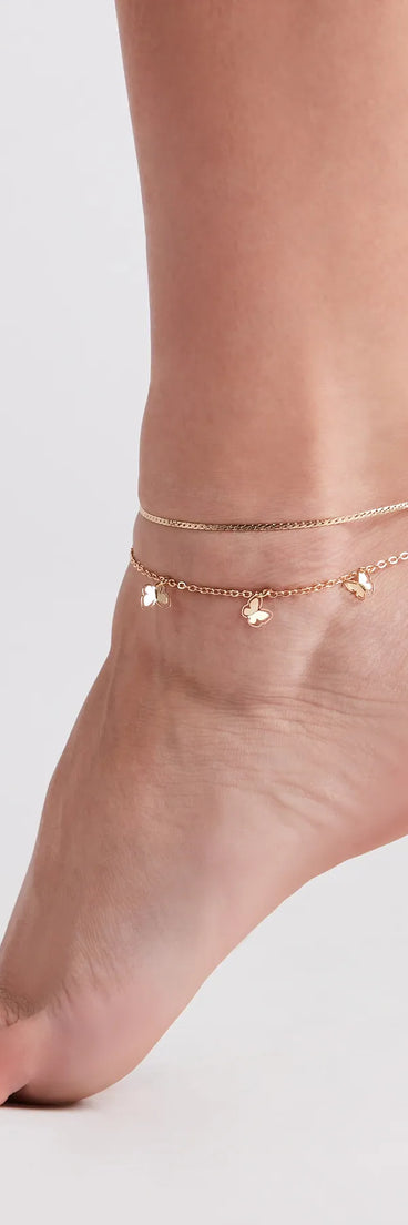 Cutest Deets Butterfly Charm Anklet Set