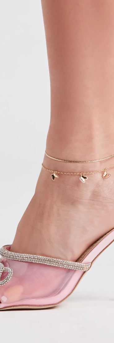 Cutest Deets Butterfly Charm Anklet Set