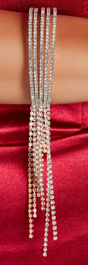 Raining Glamour Rhinestone Fringe Bracelet